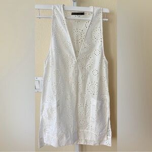 VIX Paula Hermanny Swim Sleeveless White Cecile Lace Caftan Cover Up - Size M